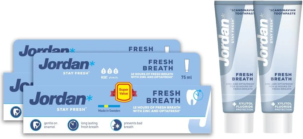 خمیر دندان خوشبو کننده دهان جردن، 2 عدد 75 میلی لیتر