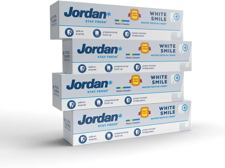 خمیر دندان سفید کننده جردن وایت اسمایل، 4 عدد 75 میلی لیتری