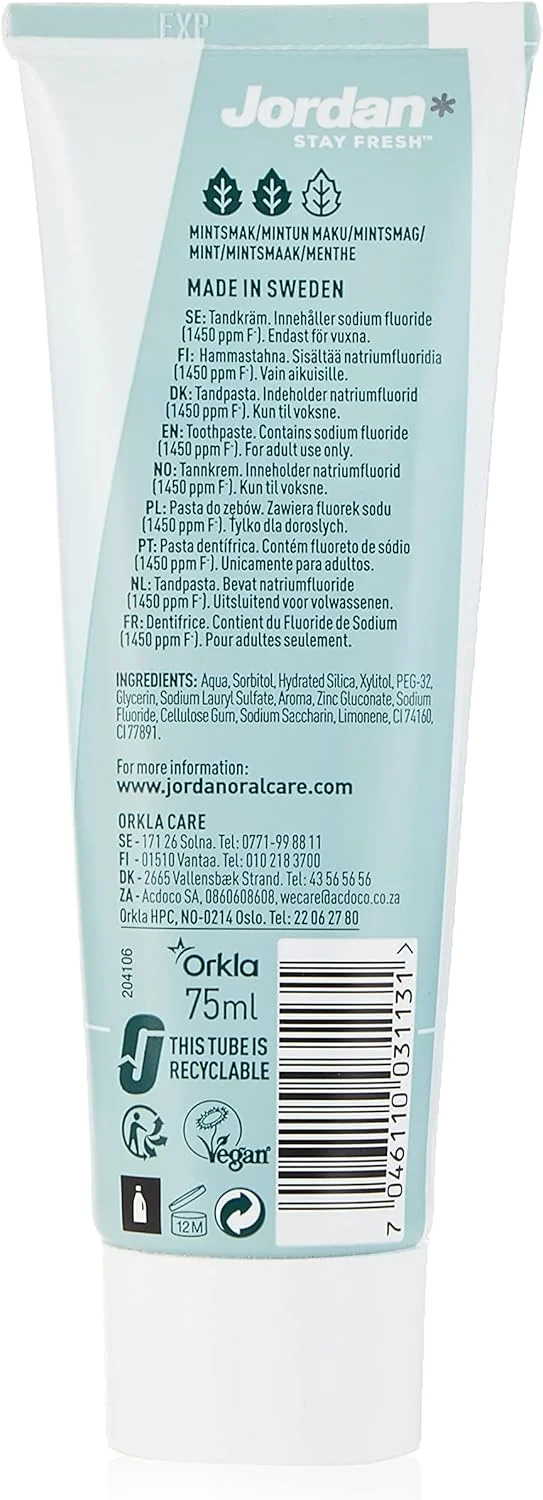 خمیر دندان محافظ حفره جردن، 2 عدد 75 میلی لیتری