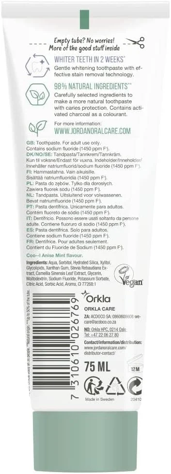 خمیر دندان سفید کننده ملایم جردن گرین کلین 75 میلی لیتر