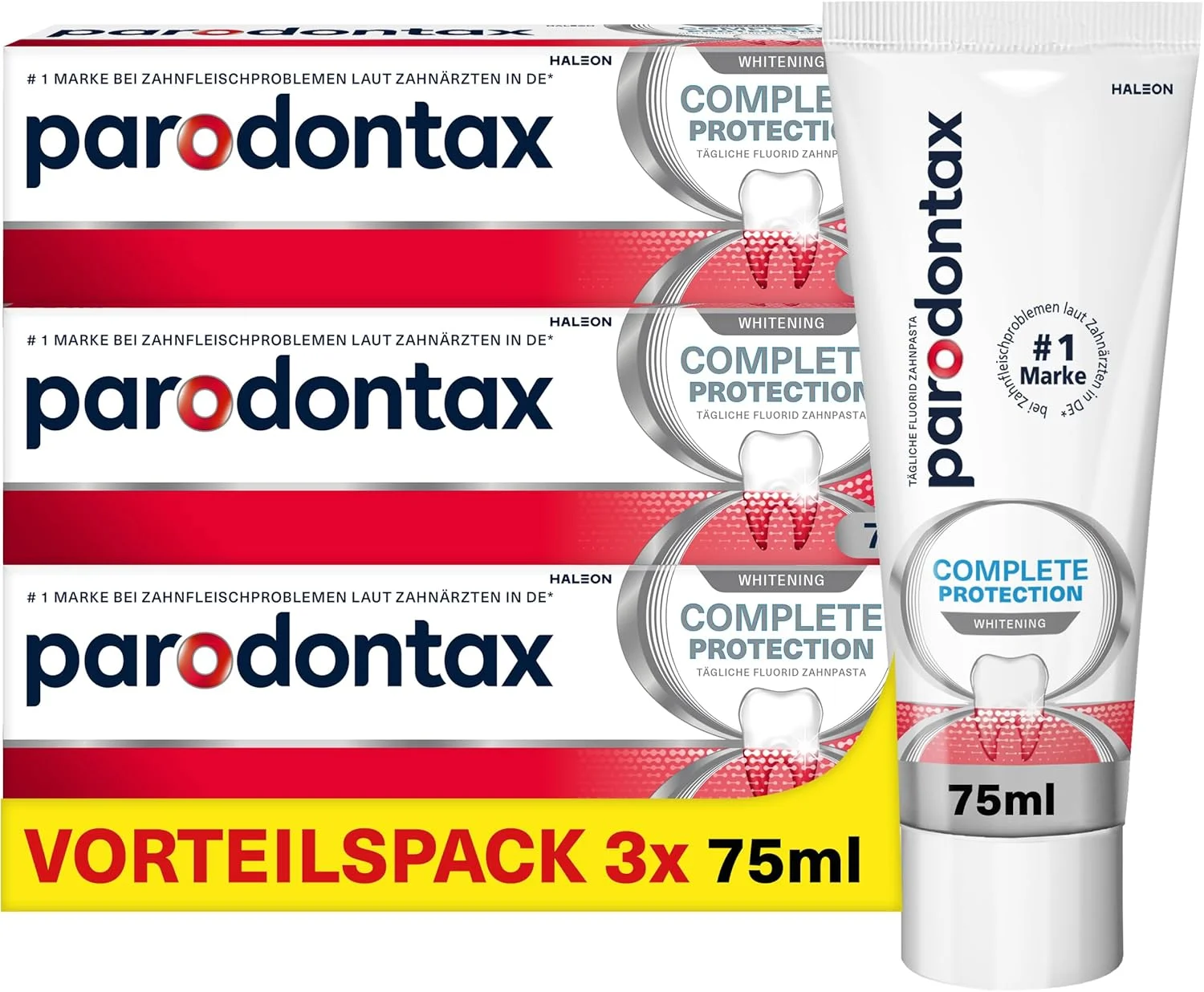 خمیر دندان - خمیر دندان سفید کننده محافظت کامل پارودونتکس، 3 عدد 75 میلی لیتری، خمیر دندان برای مشکلات لثه