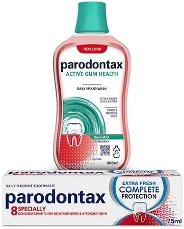 خمیر دندان فلوراید پارودونتکس و دهانشویه مراقبت روزانه از لثه