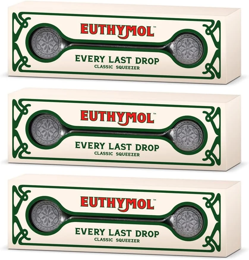 دو عدد فشار دهنده خمیر دندان کلاسیک Euthymol، فشار دهنده غلتکی، لوله های خمیر دندان فلزی آلومینیومی پلاستیکی، لوازم جانبی حمام