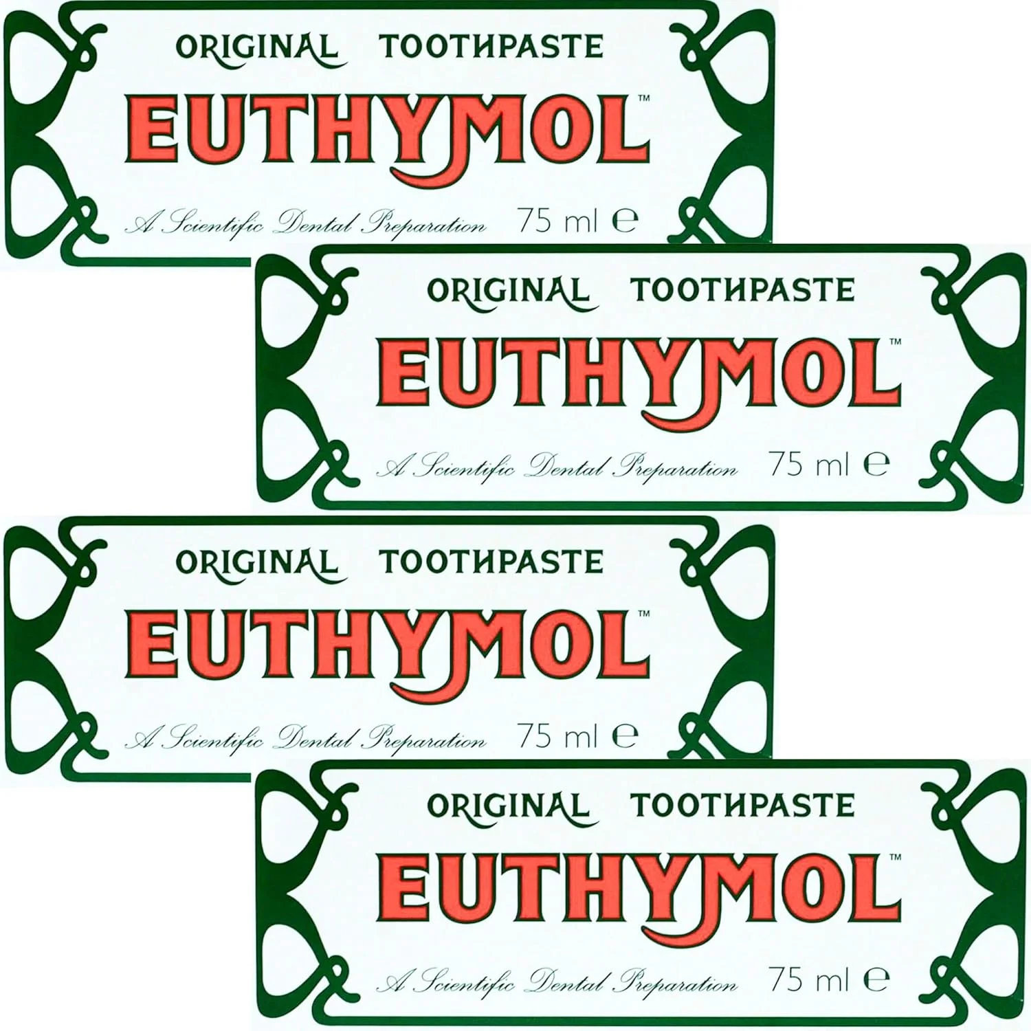 پک خمیر دندان RHEJO با خمیر دندان اورجینال 75 میلی لیتر x 4 بدون فلوراید، ضد پلاک، ضد باکتری، محافظت از پوسیدگی، خنک کننده نعنایی، مراقبت روزانه