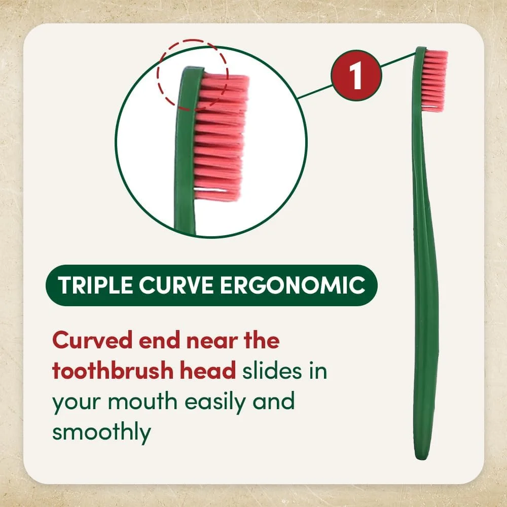 Euthymol] مسواک معمولی، (بسته 4 عددی) برس نرم، مسواک دستی ارگونومیک با انحنای سه گانه با برس برای تمیز کردن کامل و عمیق، و لثه ها و دندان های حساس