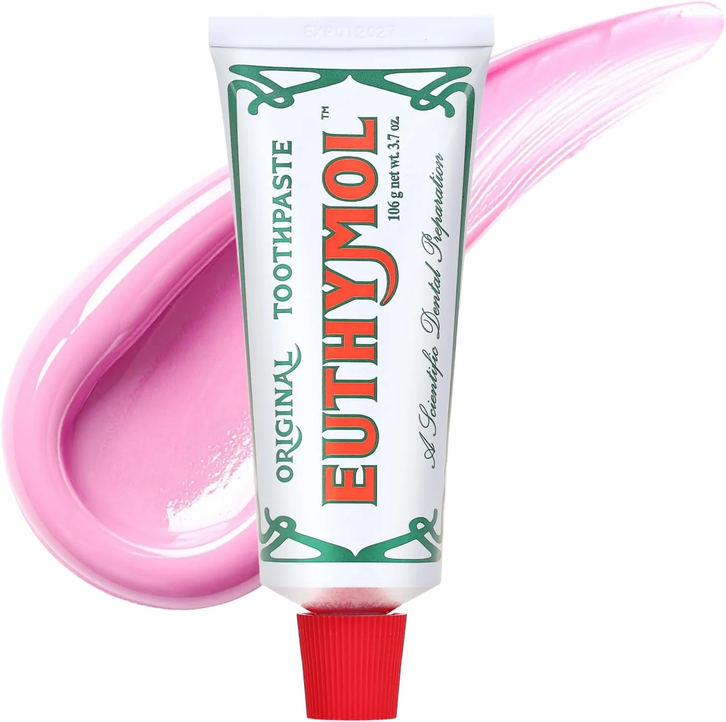 خمیر دندان صورتی اورجینال EUTHYMOL (110ml/ بسته 1 عددی) - خمیر دندان بدون فلوراید برای دندان ها و لثه های حساس. رفع بوی بد دهان، جلوگیری از پوسیدگی، طراوت ماندگار 12 ساعته با طعم وینترگرین