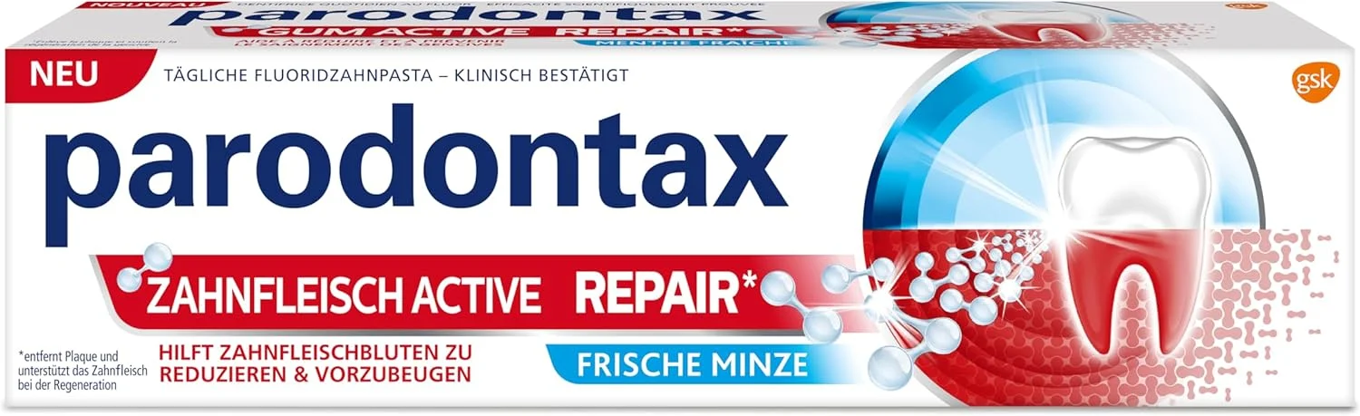 خمیر دندان پارودونتکس Active Gum Repair حاوی فلوراید، 1 عدد 75 میلی لیتری، خمیر دندان برای لثه های سالم تر از هفته اول