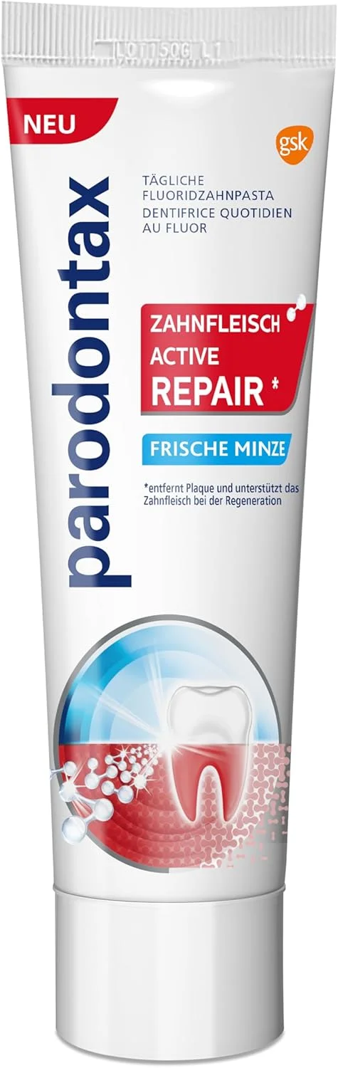 خمیر دندان پارودونتکس Active Gum Repair حاوی فلوراید، 1 عدد 75 میلی لیتری، خمیر دندان برای لثه های سالم تر از هفته اول