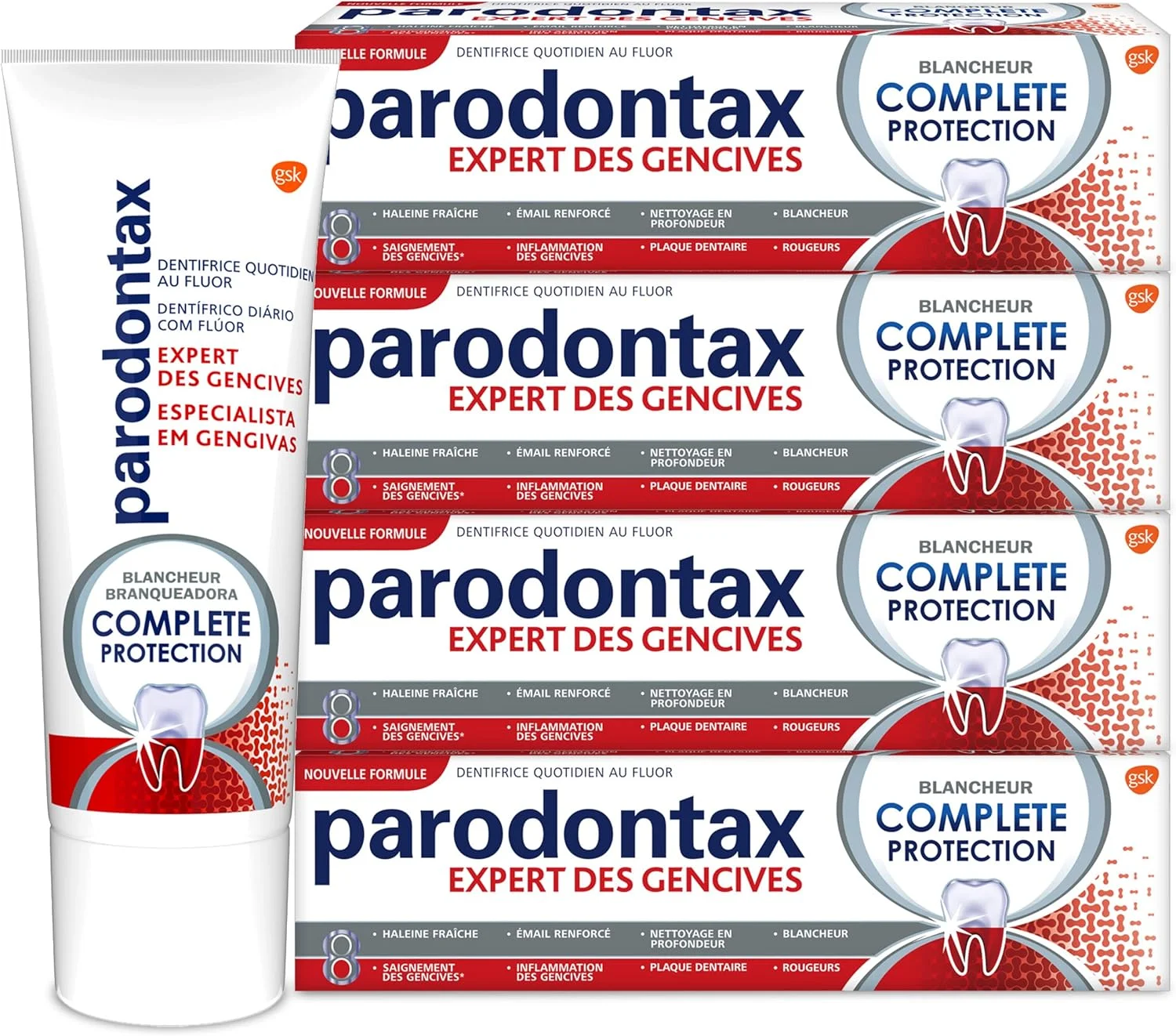 پاردونتکس - خمیر دندان محافظت کامل سفید کننده - ارائه دهنده 8 مزیت خاص برای لثه های سالم و دندان های قوی - کمک به سفید نگه داشتن دندان ها - 4 عدد 75 میلی لیتر