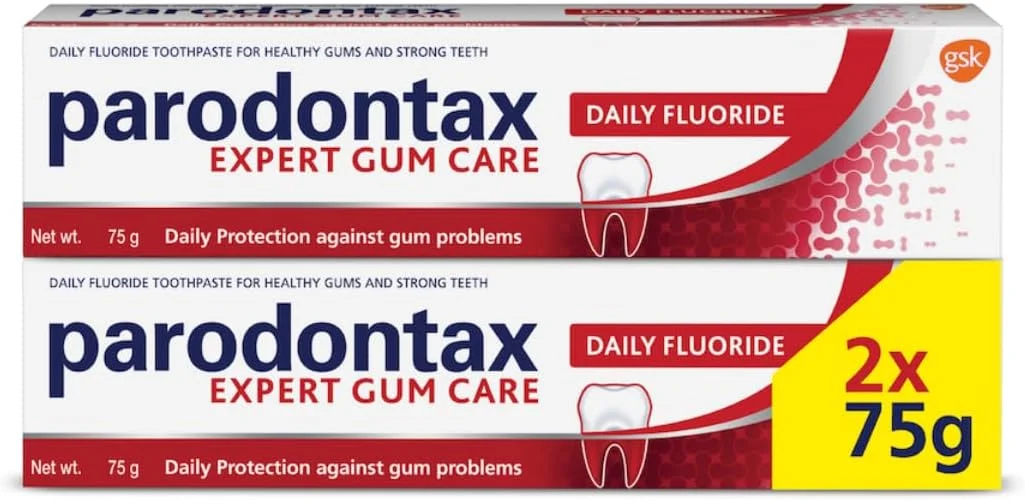 خمیر دندان پارودونتکس Expert Gum Care | خمیر دندان روزانه فلوراید، محافظت از لثه، بسته ترکیبی 150 گرمی (75 گرمی x 2) | برای رفع قرمزی، تورم و خونریزی لثه، ایجاد حس تازگی، کاهش پلاک