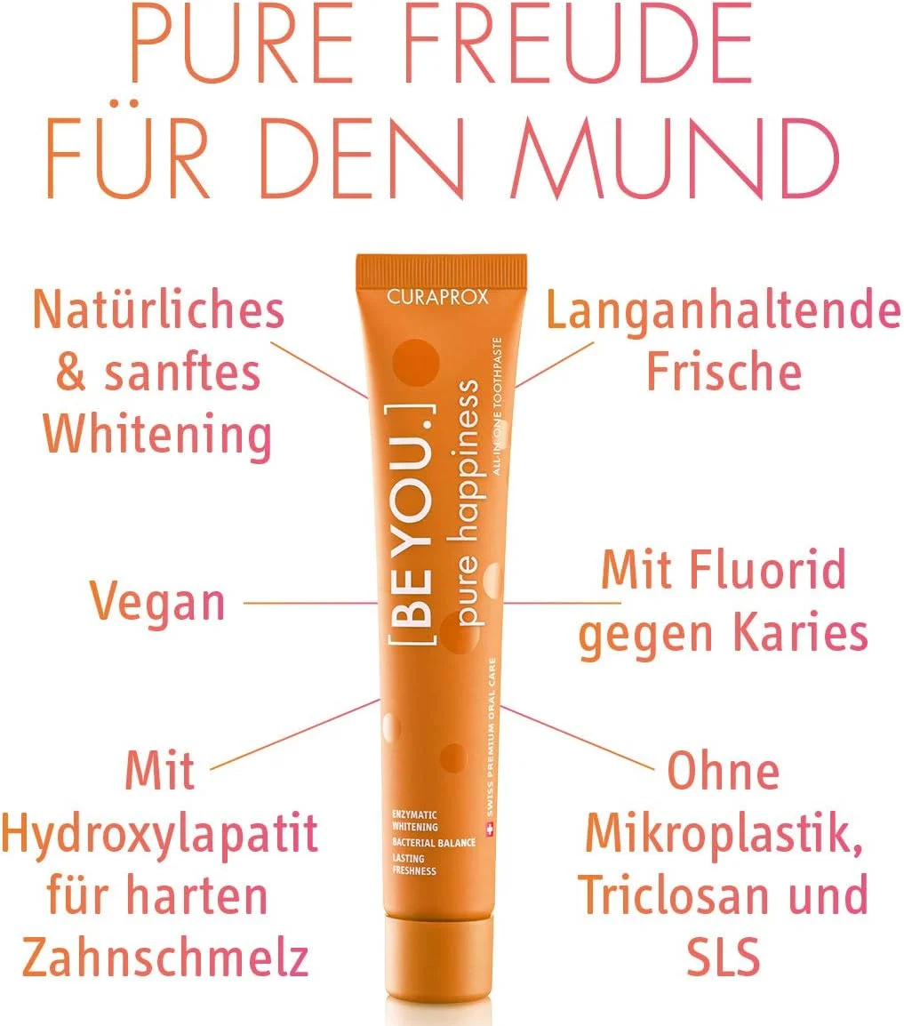 ست مسواک و خمیر دندان CURAPROX BE YOU، با طعم هلو-زردآلو برای دندان های سفید، شادی خالص، سفید کننده دندان با طعم، وگان، 90 میلی لیتر ست مسواک و خمیر دندان CURAPROX BE YOU، با طعم هلو-زردآلو برای دندان های سفید، شادی خالص، سفید کننده دندان با طعم، وگان، 90 میلی لیتر