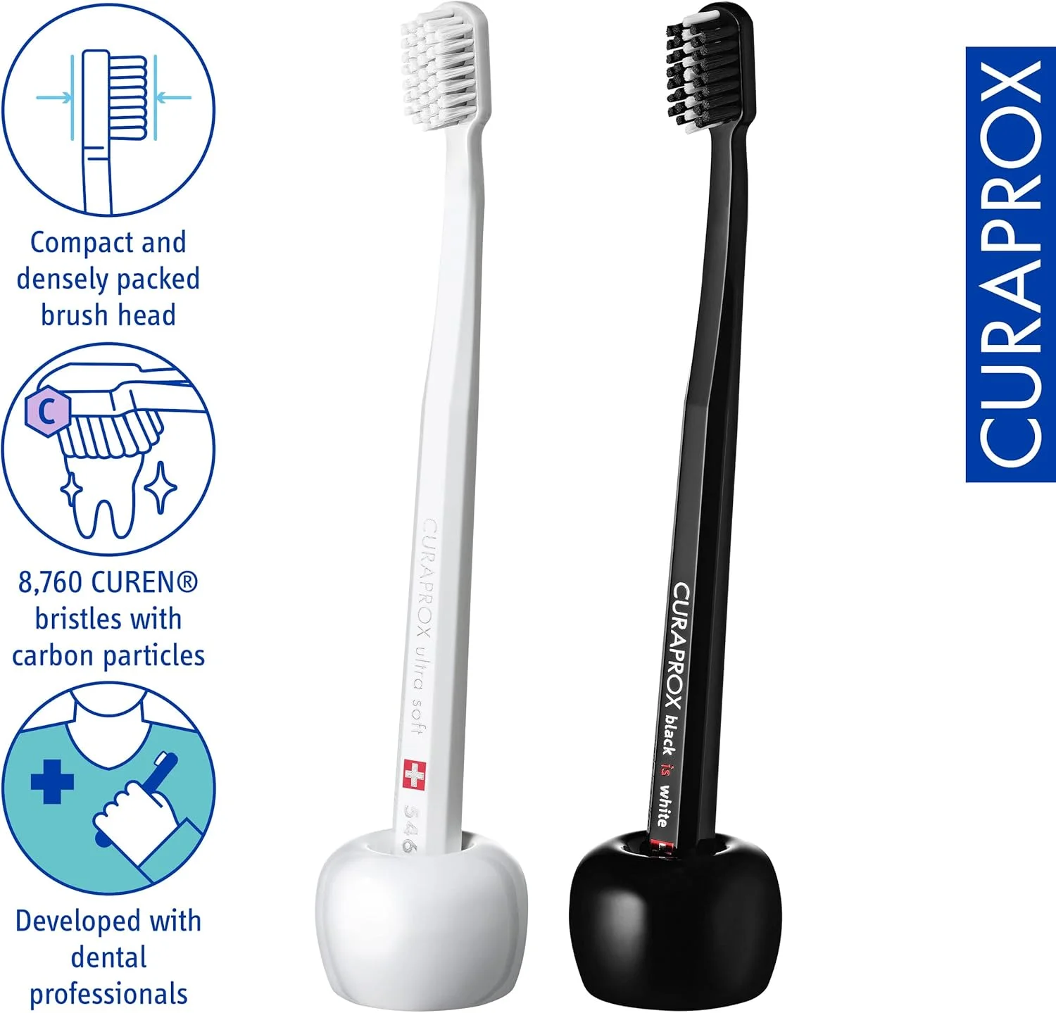 ست مسواک Curaprox CS 5460، 2 عدد نگهدارنده مسواک و خمیر دندان زغالی فعال، کیت خانگی، Black is White ست مسواک Curaprox CS 5460، 2 عدد نگهدارنده مسواک و خمیر دندان زغالی فعال، کیت خانگی، Black is White