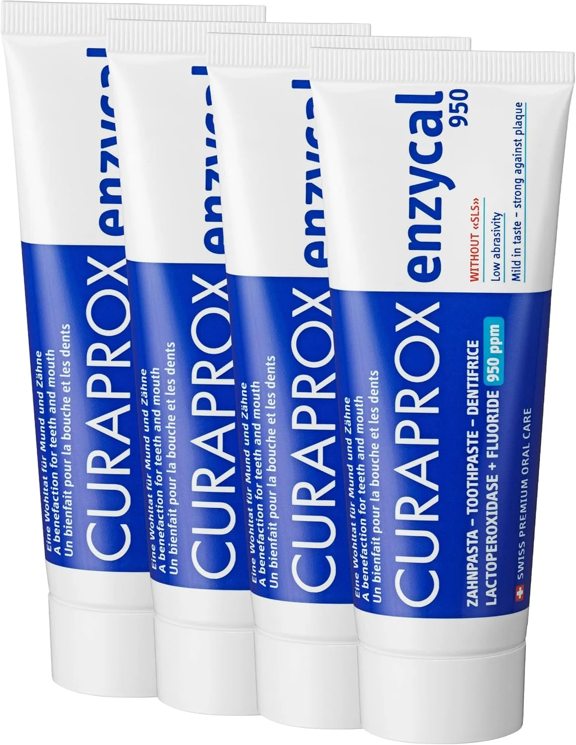 خمیر دندان کوراپراکس انزیکال 950 حاوی فلوراید 75 میلی لیتر بسته 4 عددی (4 x 75 میلی لیتر)