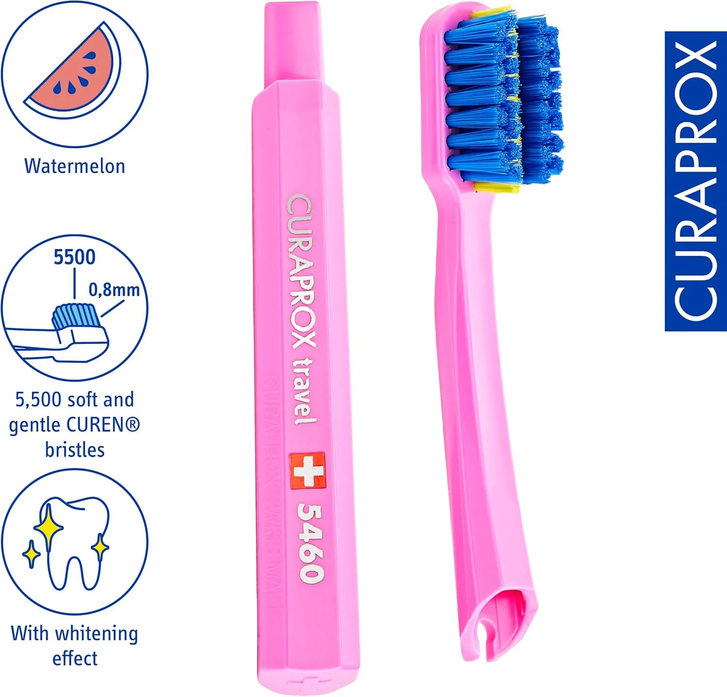 ست مسافرتی ارتودنسی آبی Curaprox | شامل مسواک مسافرتی CS 5460، خمیر دندان 10 میلی لیتری Be You، برس های بین دندانی CPS Prime 07 & 09 | کیت جمع و جور مراقبت از دهان و دندان برای سفر