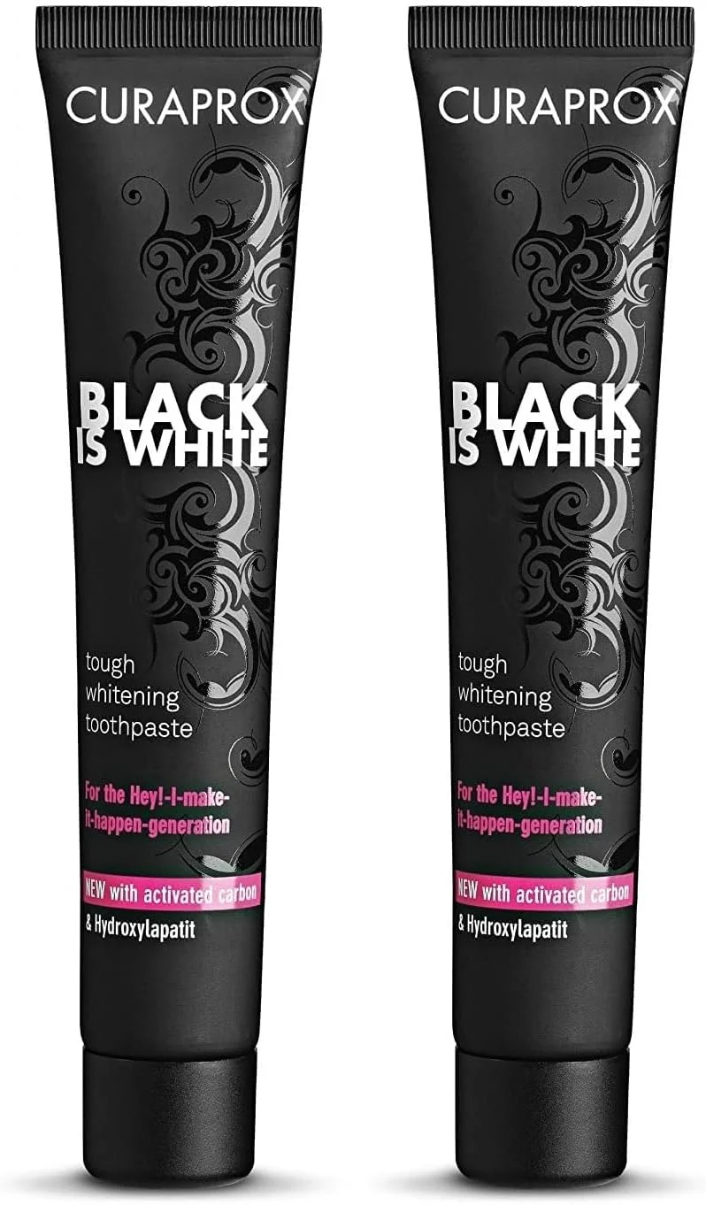 خمیر دندان سفید کننده زغالی کیوراپروکس بلک ایز وایت 90 میلی لیتر بسته 2 عددی