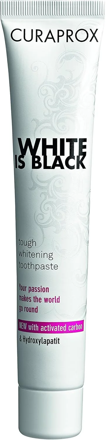 خمیر دندان سفید کننده زغالی Curaprox White Is Black حجم 90 میلی لیتر به همراه ست مسواک Curaprox Cs 5460 Curen Filaments.