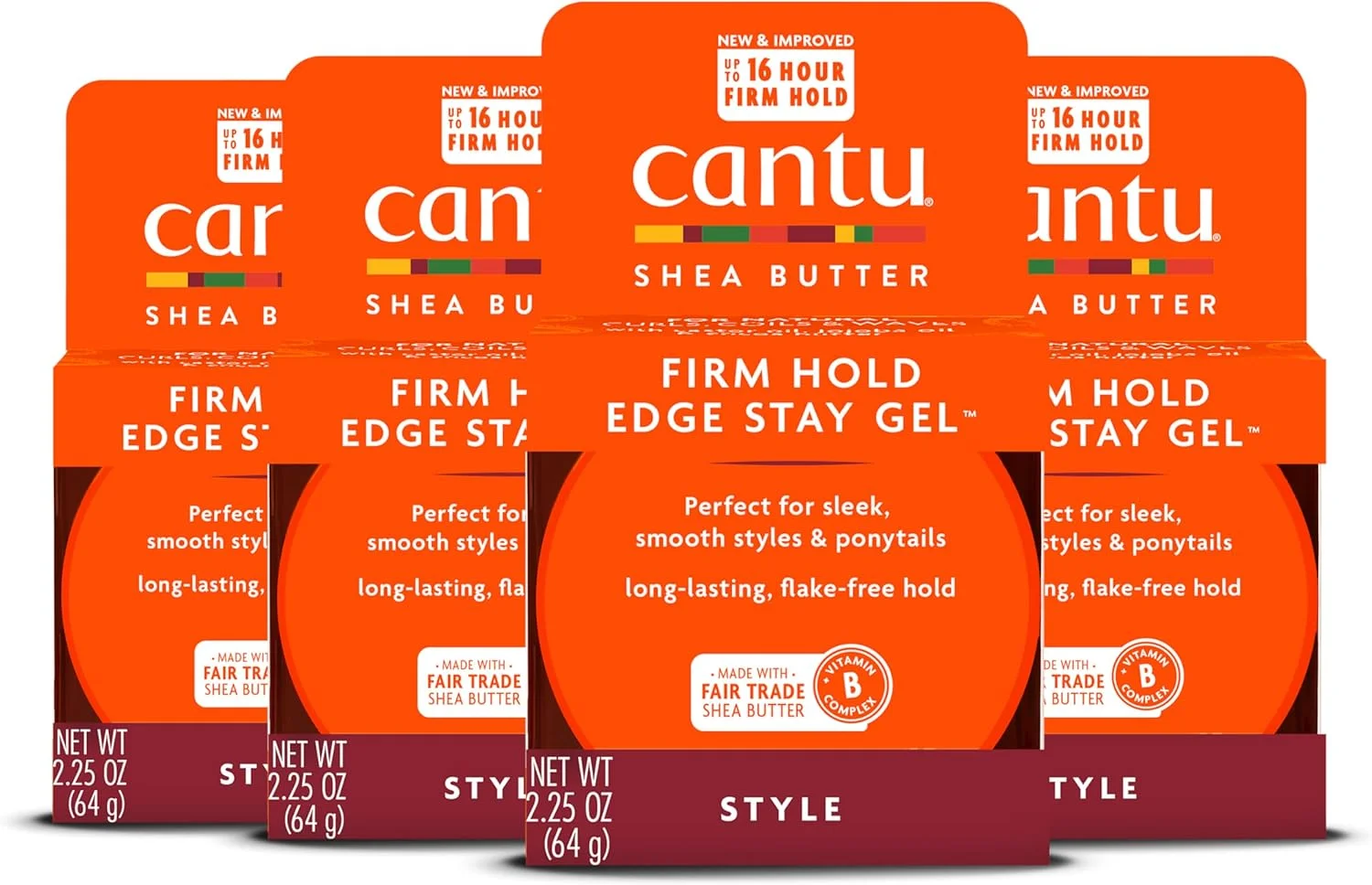 ژل حالت دهنده موهای طبیعی Cantu با قدرت نگهداری فوق العاده و حاوی شی باتر، 63 گرم (بسته 4 عددی) (ممکن است بسته بندی متفاوت باشد)