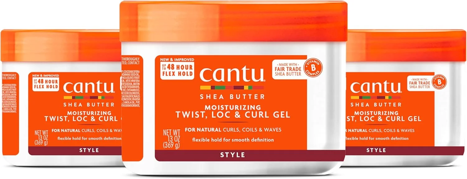 ژل پیچ و تاب و قفل کننده مرطوب کننده موی طبیعی Cantu با شی باتر (بسته 3 عددی)