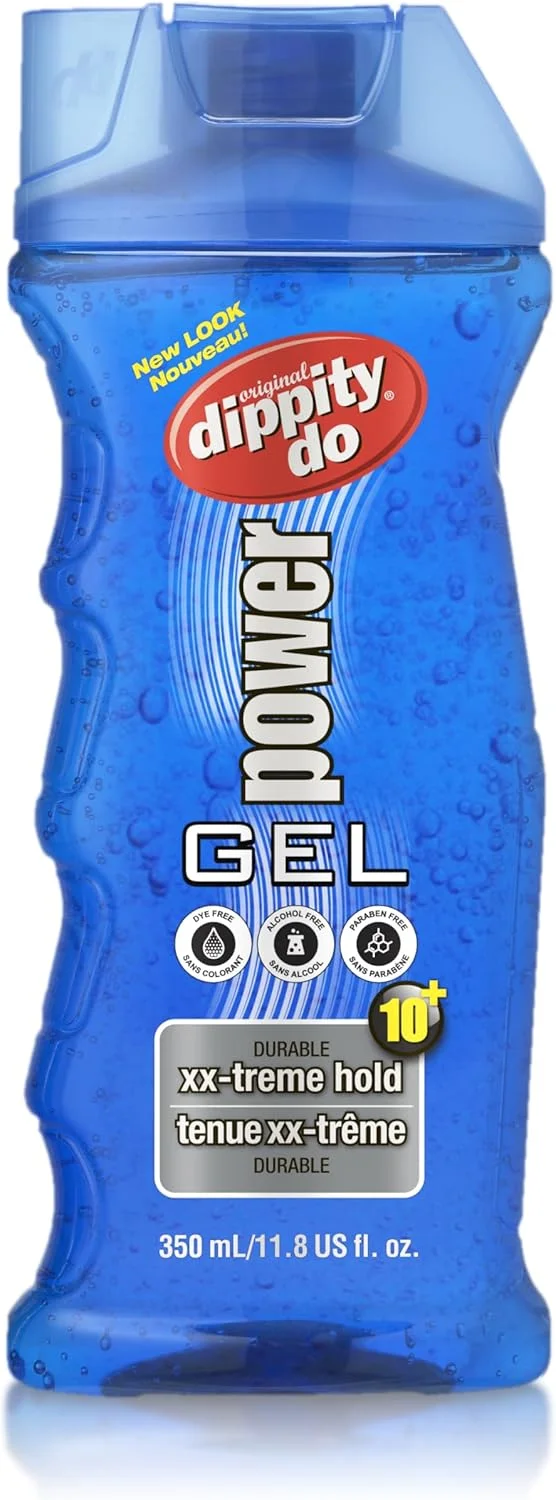 ژل موی قوی مردانه Dippity Do Power Gel - درخشش بالا، حس طبیعی و بدون پوسته شدن - فرموله شده با پانتنول، روغن آرگان، روغن زیتون و روغن درخت چای - 350 میلی لیتر