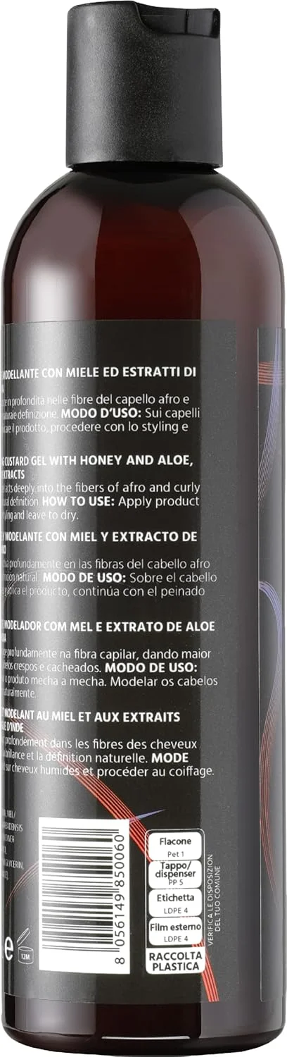 ژل حالت دهنده کاستارد برای موهای فر، فوق العاده فر، آفریقایی طبیعی و شگفت انگیز از DIVINA BLK. ضد وز و دارای عملکرد مرطوب کنندگی و حالت دهندگی با عصاره های طبیعی (250 میلی لیتر)