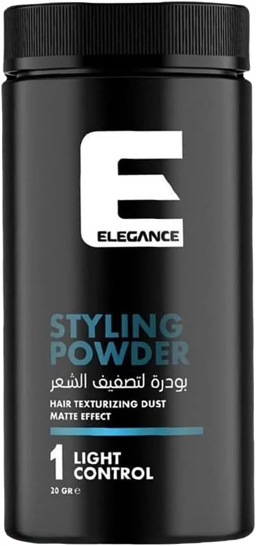 پودر حالت دهنده مو مردانه E Elegance - پودر حجم دهنده و بافت دهنده قابل تغییر حالت برای حجم بیشتر و ظاهری طبیعی - پوشش مات - نگهدارندگی قوی - بافت سبک - مناسب برای انواع مو
