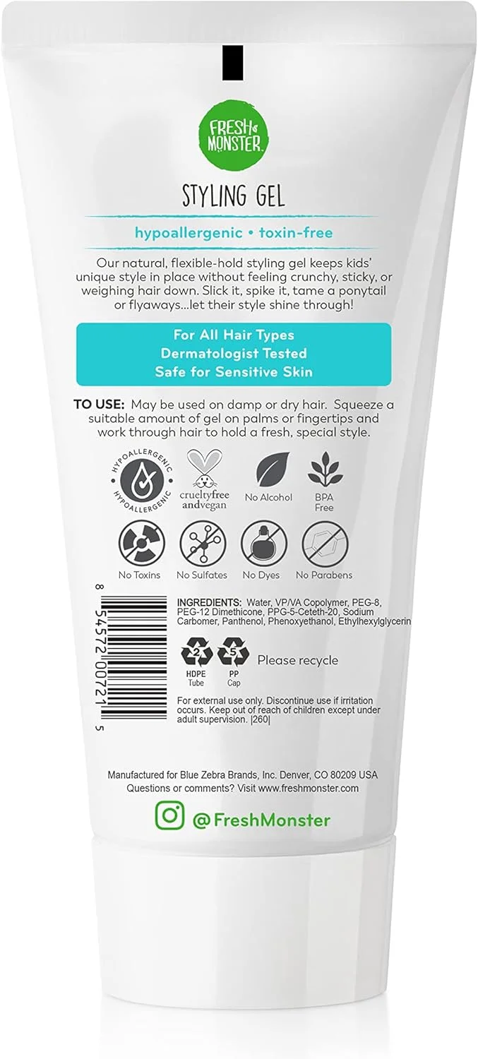 ژل حالت دهنده مو کودک فرش مانستر، نگهدارنده متوسط، بدون الکل، ژل مو طبیعی برای کودکان و نوپایان (177 میلی لیتر) ژل حالت دهنده مو کودک فرش مانستر، نگهدارنده متوسط، بدون الکل، ژل مو طبیعی برای کودکان و نوپایان (177 میلی لیتر)