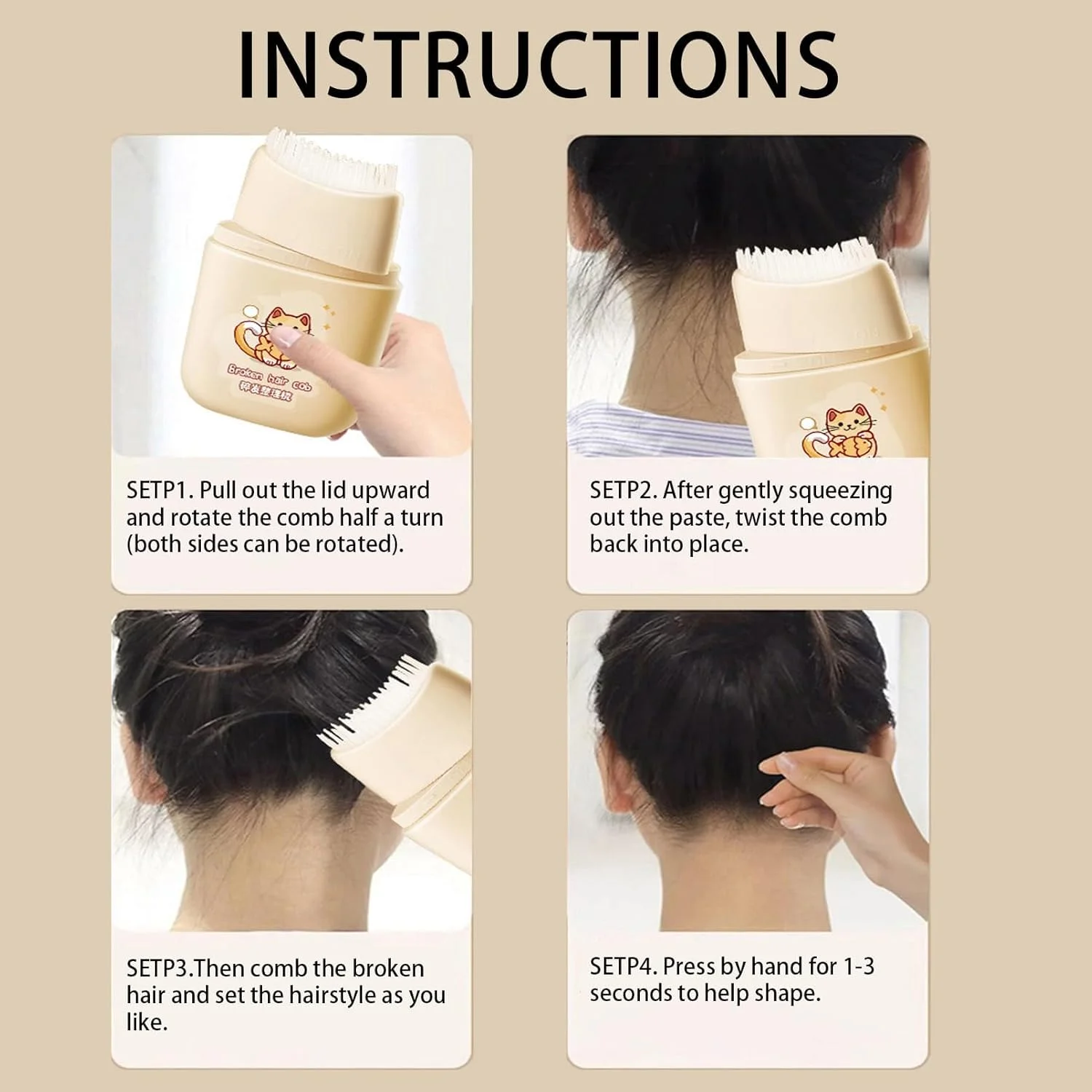 ژل موی کودک، استیک واکس مو، واکس رام کننده موهای فراری 80 میلی لیتری برای حالت دادن لبه مو، استیک حالت دهنده مو با شانه یکپارچه طراحی شده برای کودکان، جمع و جور و قابل حمل