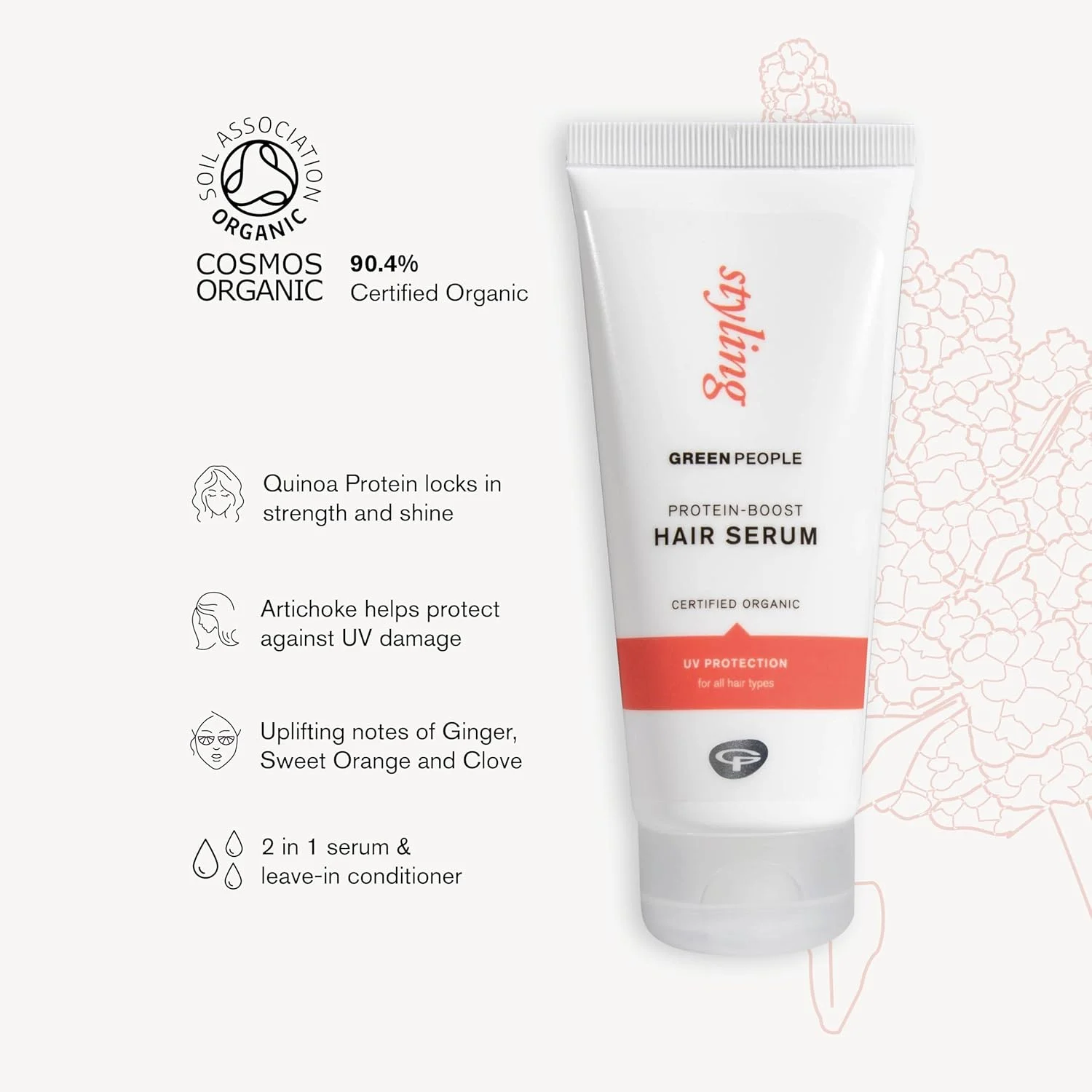 سرم تقویت کننده پروتئین مو گرین پیپل - برای حجم و حالت دهی ملایم - بدون سیلیکون و SLS - طبیعی، ارگانیک و وگان، 100 میلی لیتر