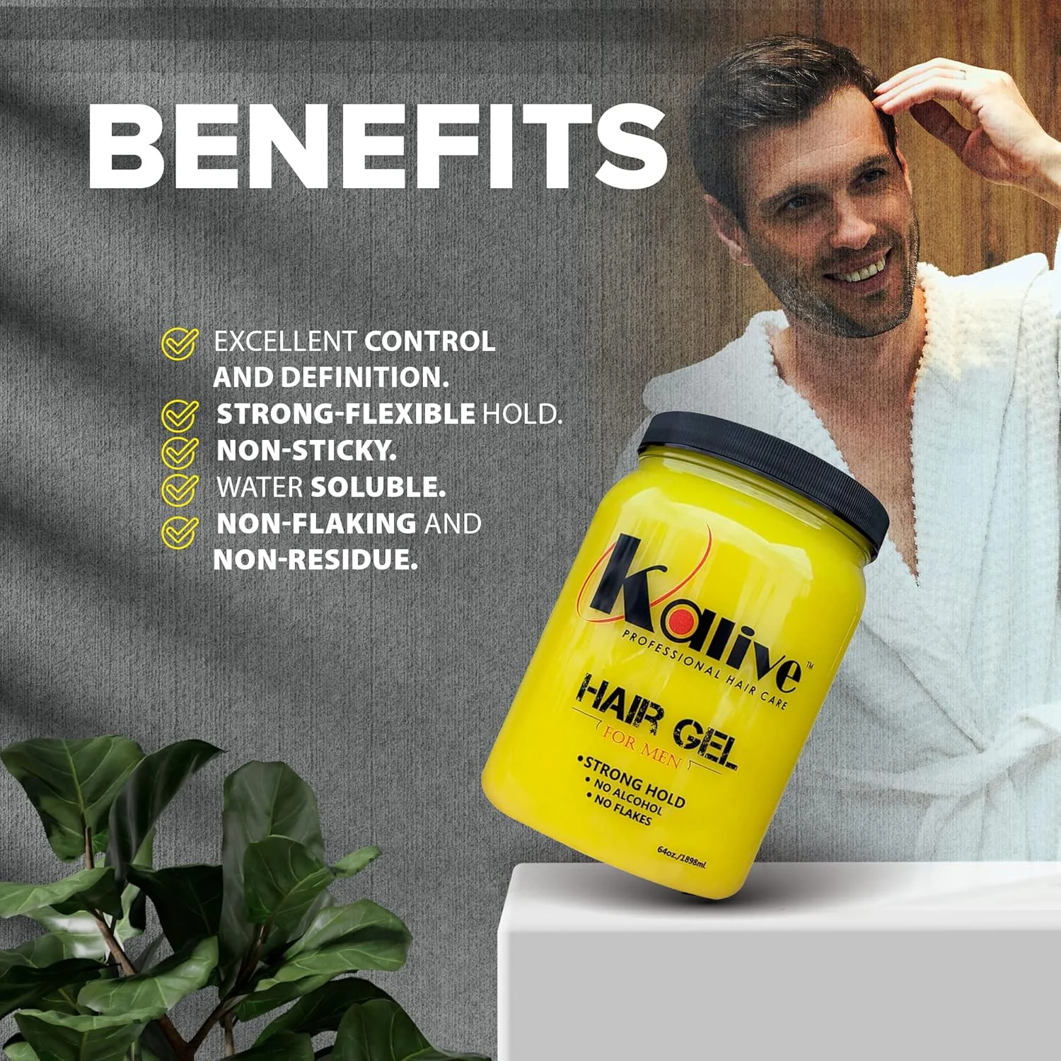 ژل حالت دهنده مو مردانه KALIVE 2 STYLE، 1892 میلی لیتر، با قدرت نگهدارندگی قوی و درخشش ملایم در تمام طول روز، محصول موی مردانه با رایحه ای تازه، بدون پوسته پوسته شدن و الکل