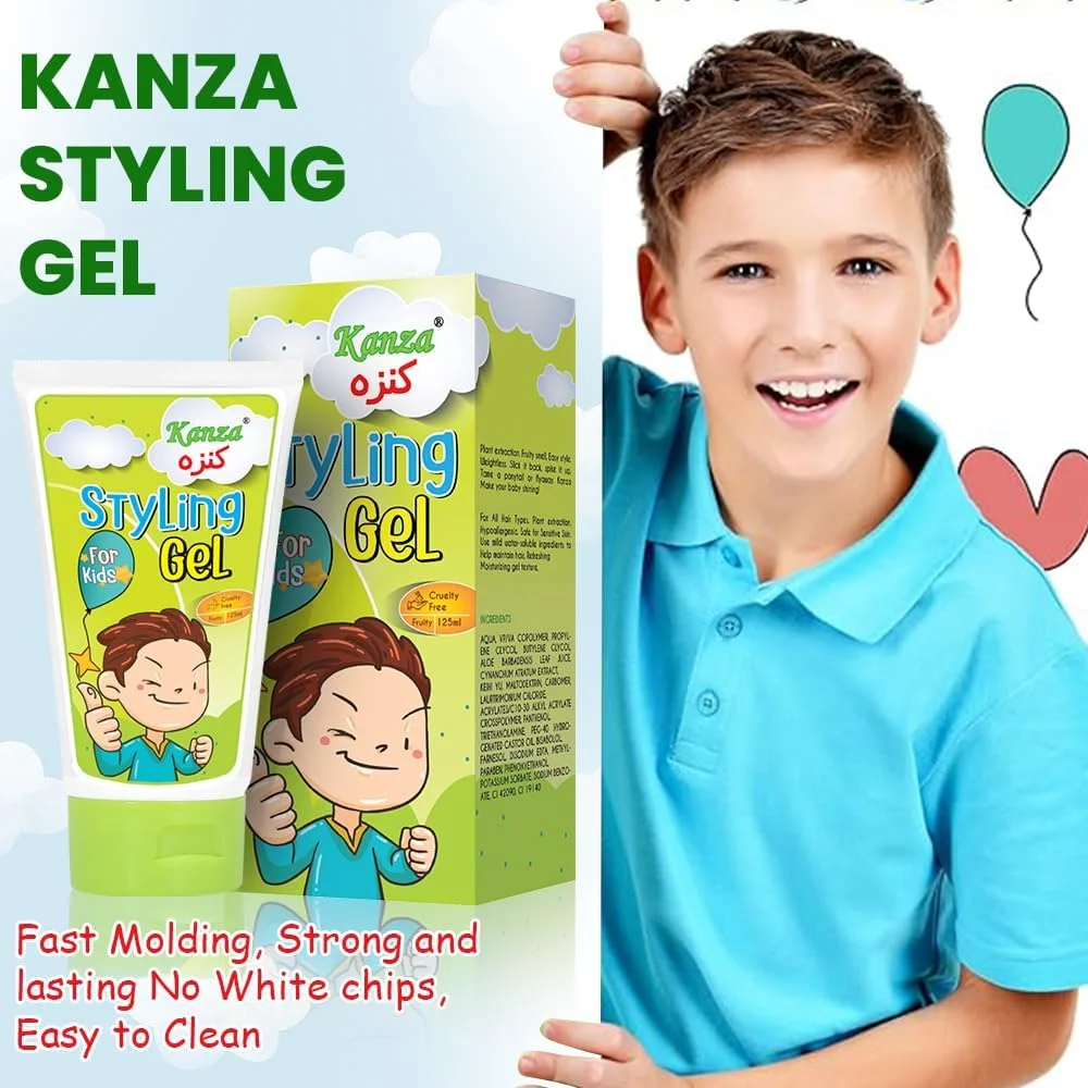 کانزا - ژل حالت دهنده مو کودک 125 میلی لیتر | ژل حالت دهنده مو گیاهی برای کودکان، نوزادان و نوپایان | طبیعی و ایمن برای پسران و دختران کوچک | بدون سولفات و بدون تست حیوانی | مناسب برای انواع مو