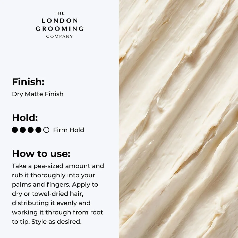 خمیر حالت دهنده مو مردانه London Grooming Company - حالت دهی قوی و پوشش مات - 50 گرم، محصول بر پایه آب، شستشوی آسان - رایحه عود