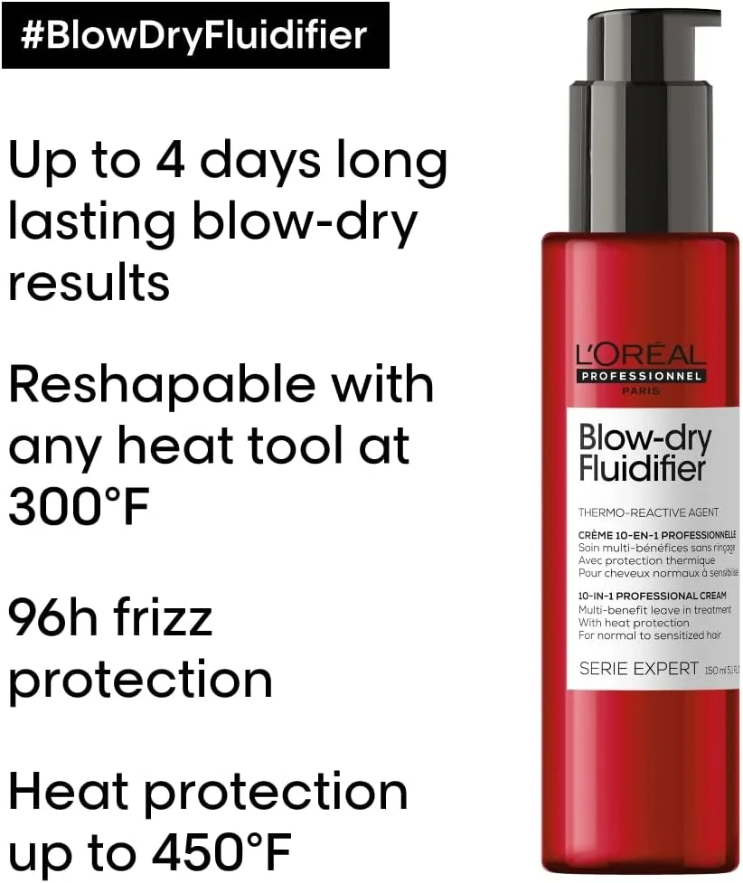 کرم موی چند منظوره لورآل پروفشنال، محافظت در برابر حرارت، سری اکسپرت Blow-Dry Fluidifier، 150 میلی لیتر کرم موی چند منظوره لورآل پروفشنال، محافظت در برابر حرارت، سری اکسپرت Blow-Dry Fluidifier، 150 میلی لیتر