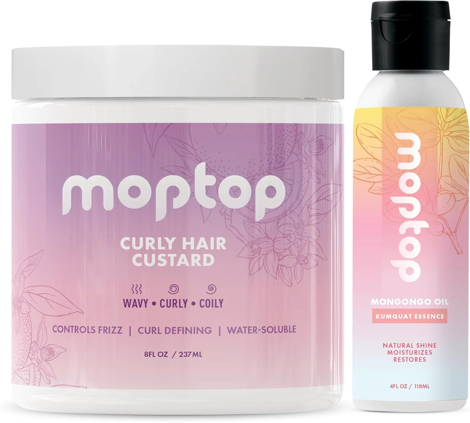 ژل موی فر MopTop + روغن مونگونگو، بسته موی فر برای موهای بدون وز، نرم و خوش حالت، بدون ایجاد حس خشکی یا پوسته پوسته شدن، مواد طبیعی، مناسب برای انواع موهای موج دار، فر و خیلی فر