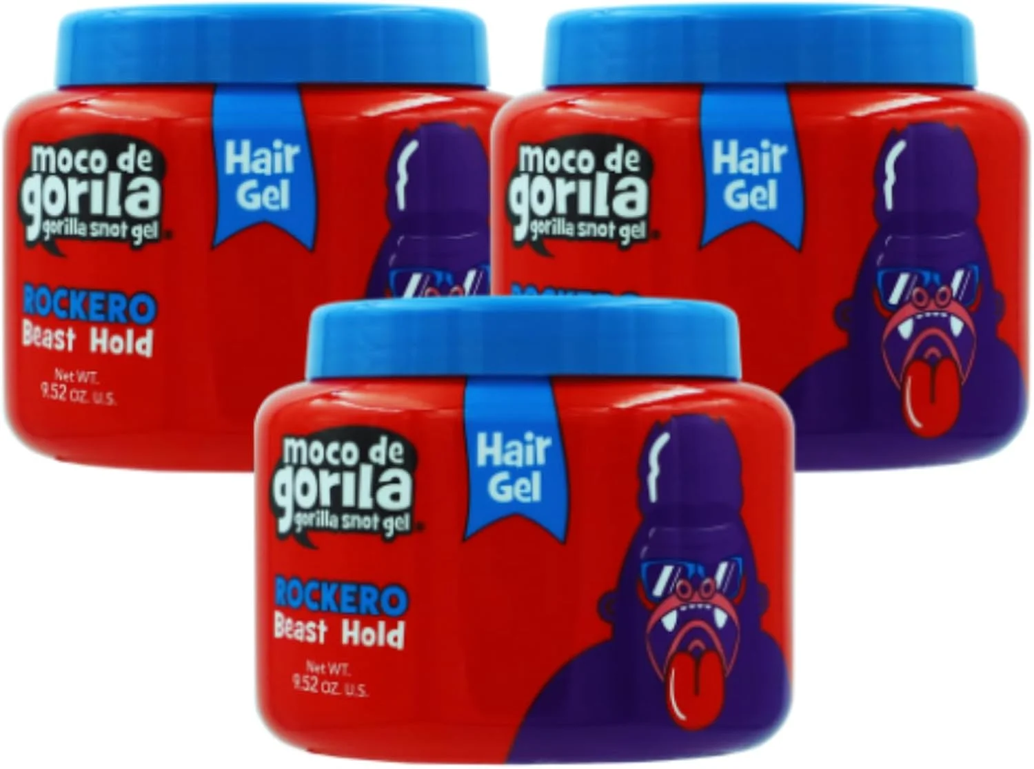 ژل مو کاسه ای Moco de Gorila Rockero، ماندگاری طولانی، ژل حالت دهنده مو با قدرت نگهدارندگی قوی، بسته 3 عددی ژل مو 282 گرمی