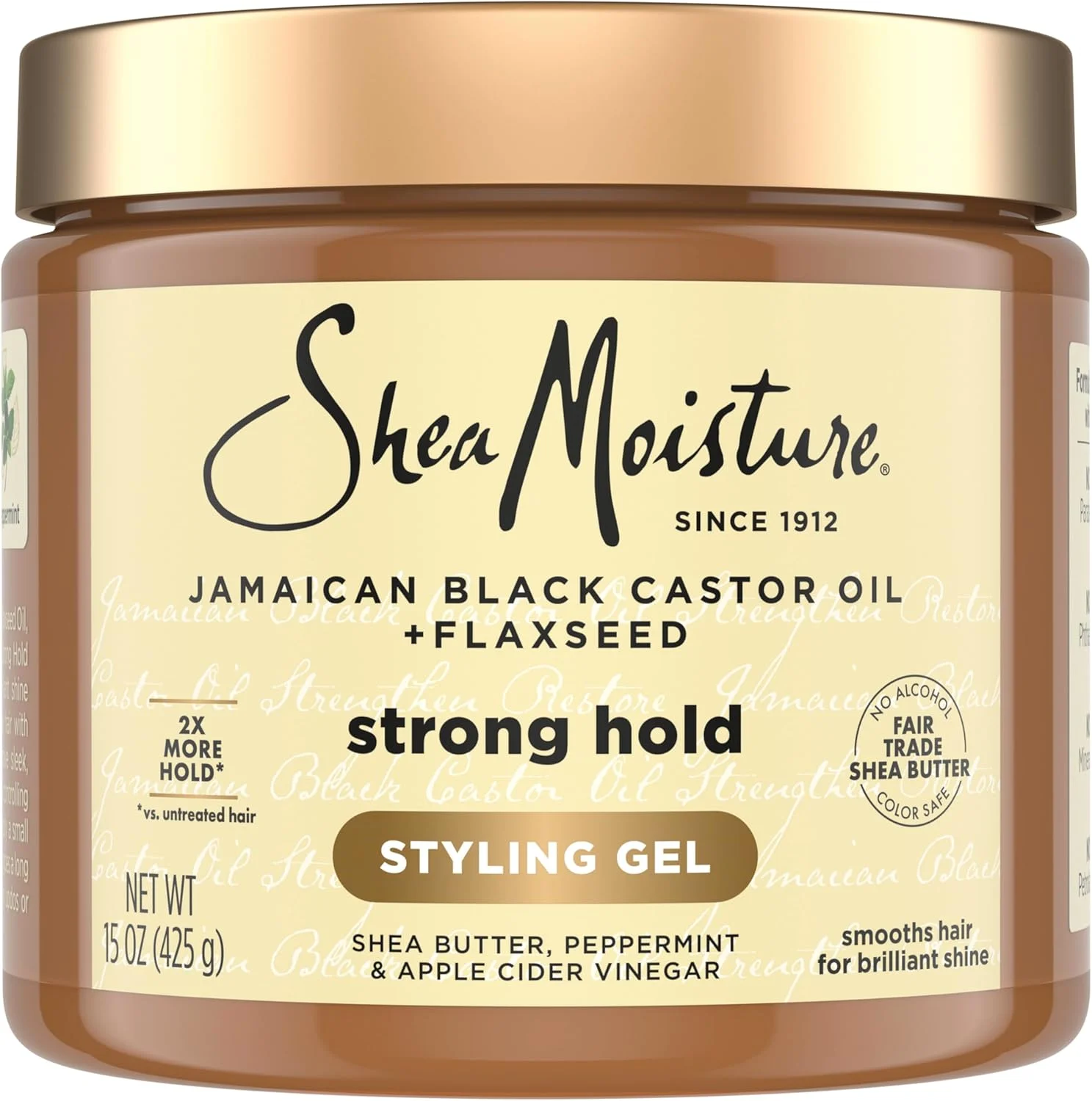 ژل حالت دهنده موی قوی Shea Moisture برای موهای طبیعی، فرآوری شده شیمیایی یا حالت داده شده با حرارت، روغن کرچک سیاه جامائیکایی و دانه کتان، بدون پارابن، ژل ضد وز مو 425 گرم