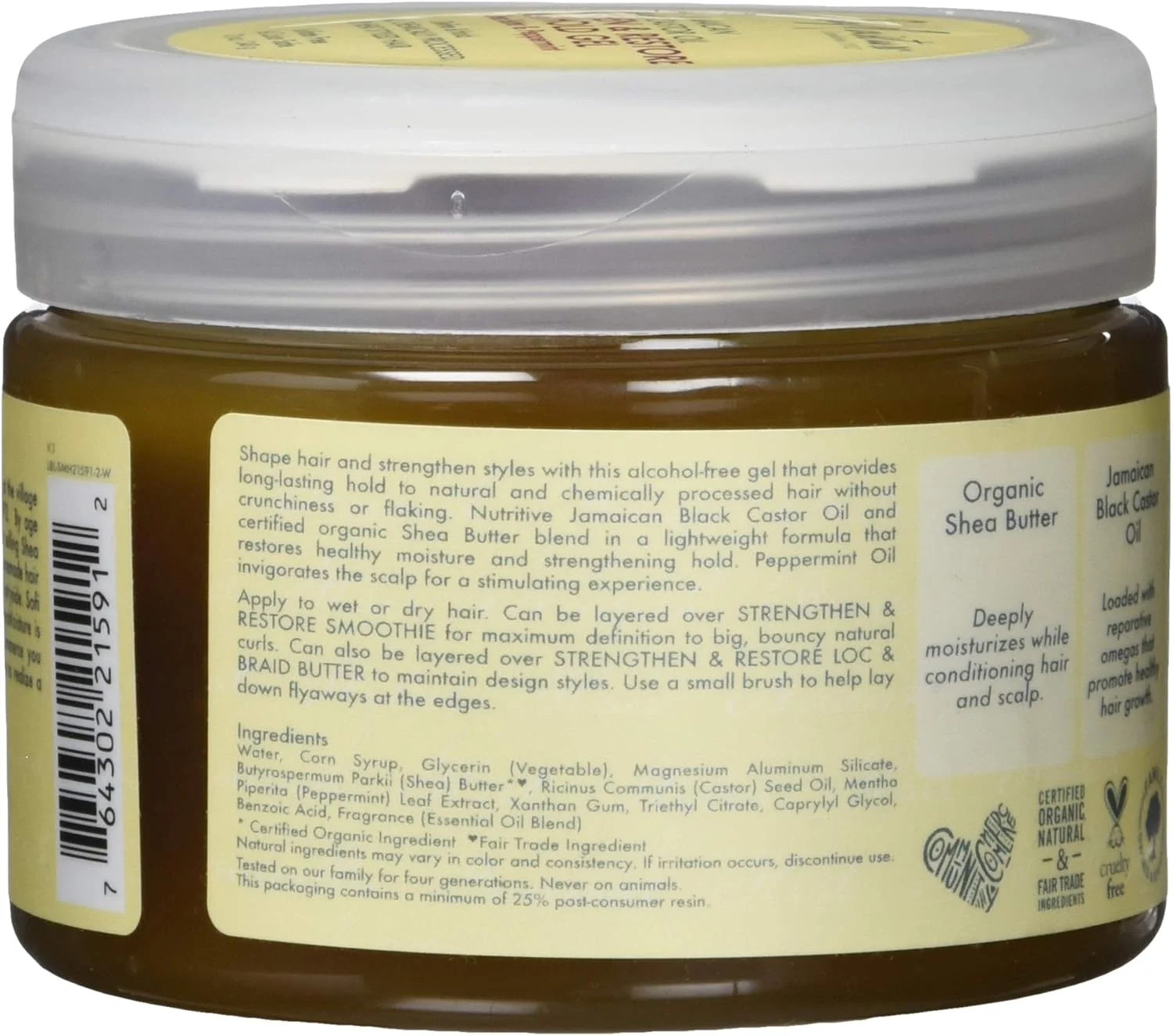 ژل تقویت کننده و ترمیم کننده روغن کرچک سیاه جامائیکایی Shea Moisture با حداکثر میزان نگهداری برای آقایان و بانوان - 340 گرم