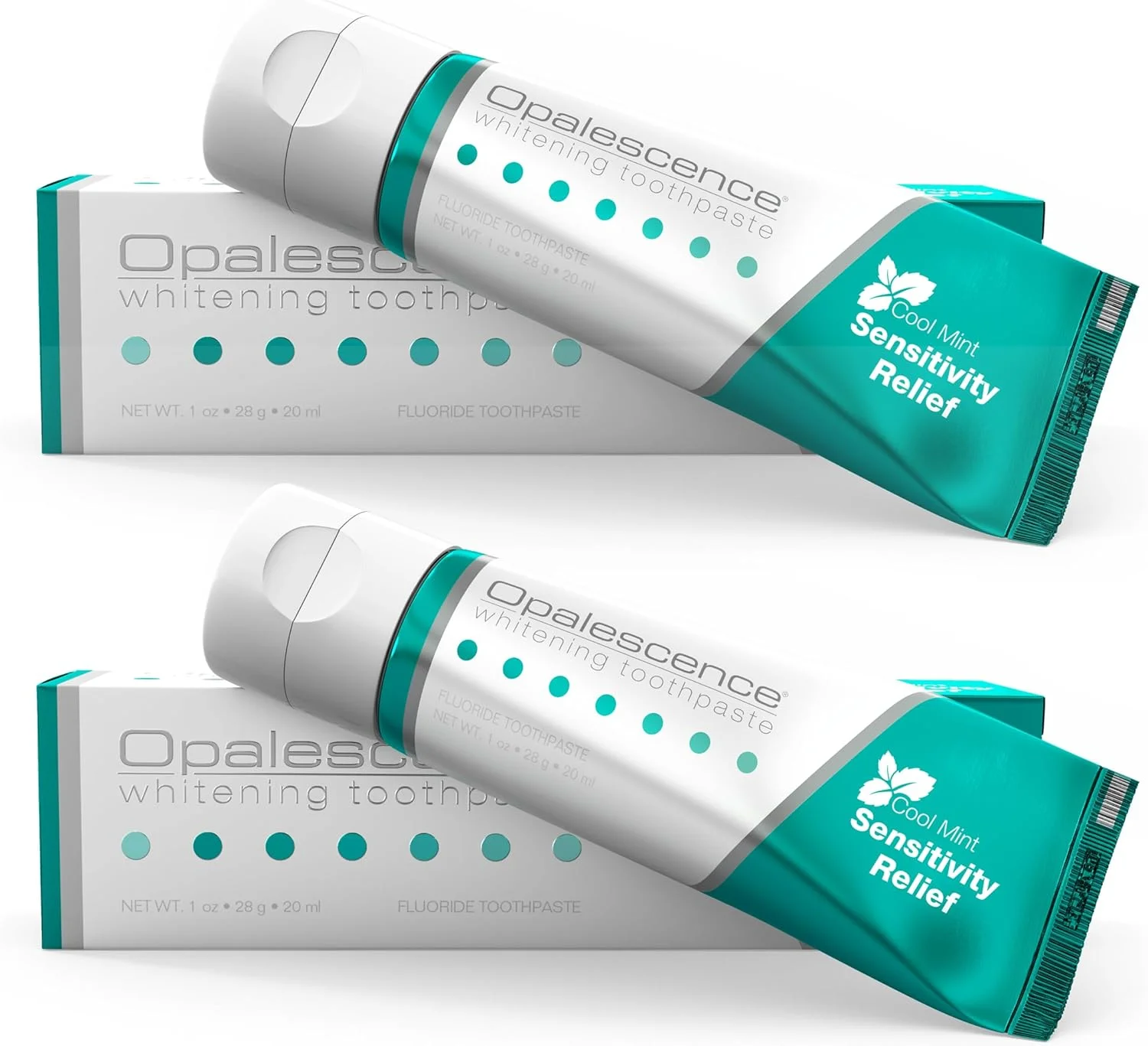 خمیر دندان سفید کننده اوپالسنس مناسب دندان های حساس، سایز مسافرتی 1 اونس (2 عددی)، خمیر دندان سفید کننده حاوی فلوراید برای دندان های حساس، طعم نعناع 3472-2