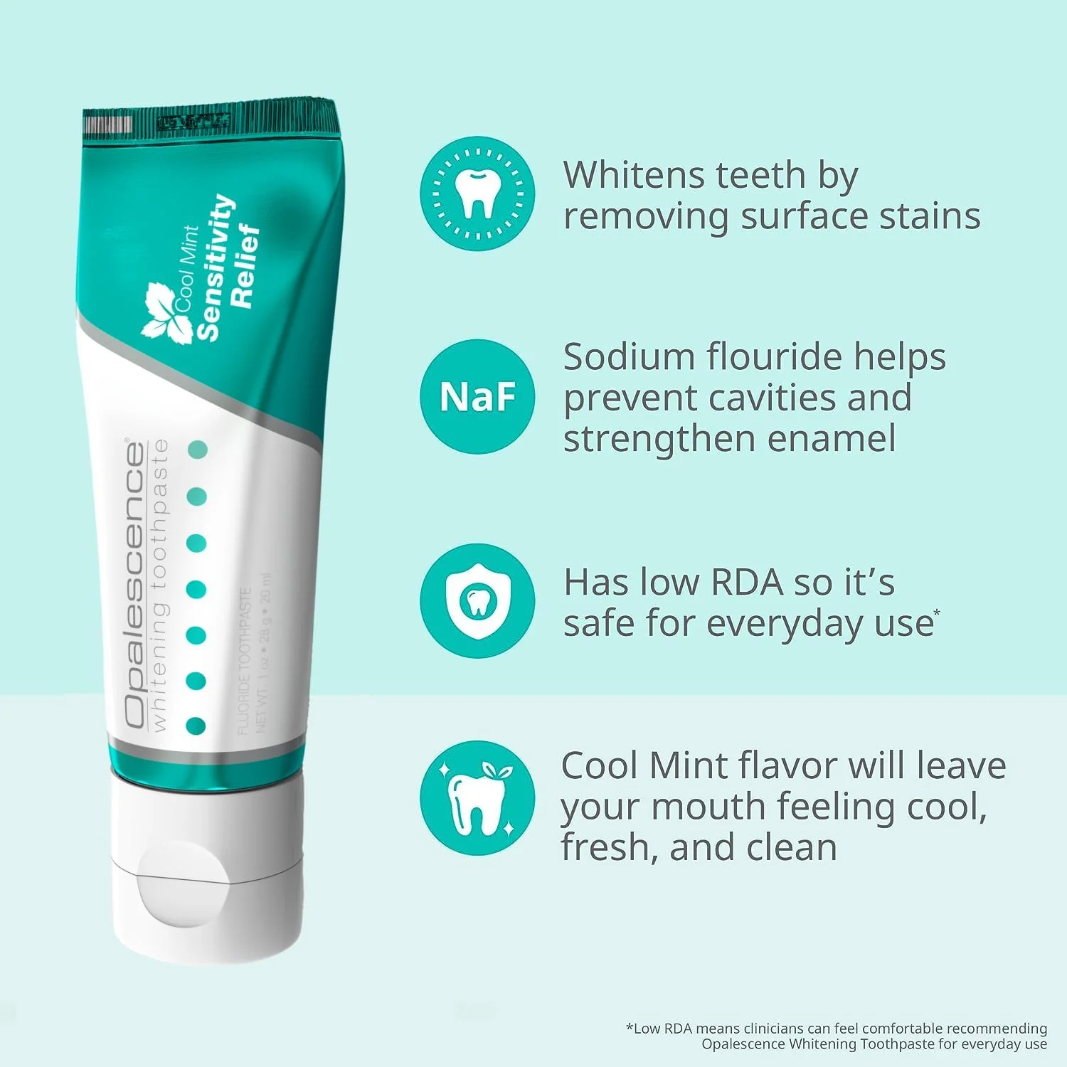 خمیر دندان سفید کننده اوپالسنس مناسب دندان های حساس، سایز مسافرتی 1 اونس (2 عددی)، خمیر دندان سفید کننده حاوی فلوراید برای دندان های حساس، طعم نعناع 3472-2 خمیر دندان سفید کننده اوپالسنس مناسب دندان های حساس، سایز مسافرتی 1 اونس (2 عددی)، خمیر دندان سفید کننده حاوی فلوراید برای دندان های حساس، طعم نعناع 3472-2