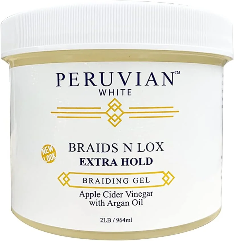 ژل بافت، لاک و حالت دهنده مو پرو White Braids N Lox با قدرت نگهداری فوق العاده برای موهای صاف و طبیعی، 2 پوند (سرکه سیب با روغن آرگان)