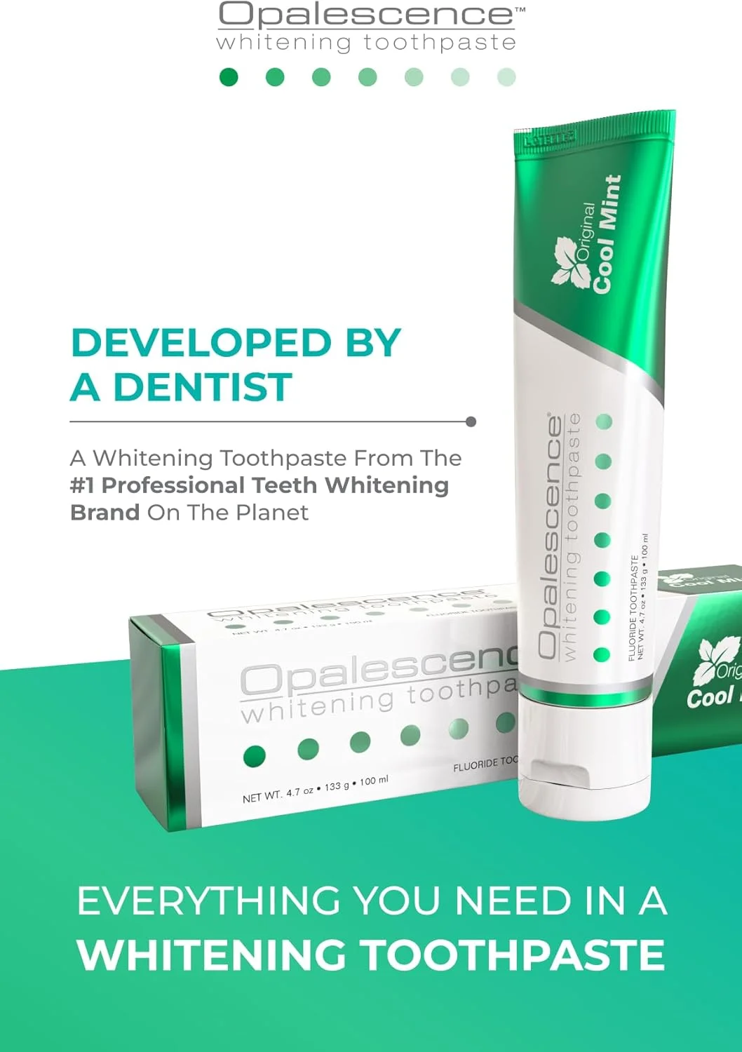 خمیر دندان سفید کننده اوپالسنس نعناع خنک حاوی فلوراید 100 میلی لیتر