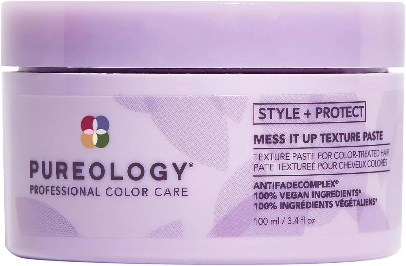 پاست مو بافت دهنده Pureology Style + Protect Mess It Up برای موهای رنگ شده، بافت و درخشش با نگهداری متوسط، بدون سولفات، وگان، بسته بندی جدید، 100 میلی لیتر پاست مو بافت دهنده Pureology Style + Protect Mess It Up برای موهای رنگ شده، بافت و درخشش با نگهداری متوسط، بدون سولفات، وگان، بسته بندی جدید، 100 میلی لیتر