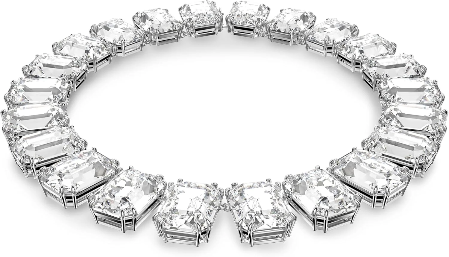 گردنبند سواروسکی میلنیا، کریستال های بزرگ، برش هشت ضلعی، شفاف، روکش رودیوم و افزایش دهنده طول گردنبند سواروسکی میلنیا، کریستال های بزرگ، برش هشت ضلعی، شفاف، روکش رودیوم و افزایش دهنده طول