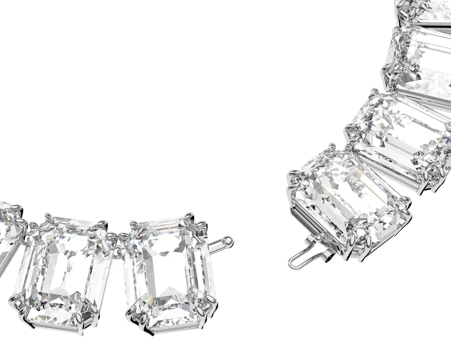 گردنبند سواروسکی میلنیا، کریستال های بزرگ، برش هشت ضلعی، شفاف، روکش رودیوم و افزایش دهنده طول گردنبند سواروسکی میلنیا، کریستال های بزرگ، برش هشت ضلعی، شفاف، روکش رودیوم و افزایش دهنده طول