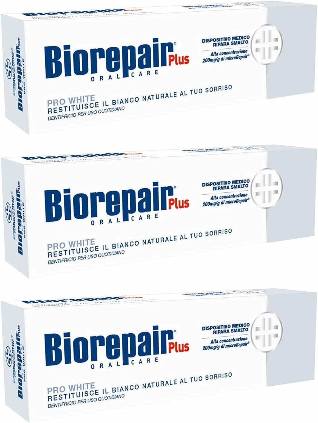 خمیر دندان روزانه سفید کننده Biorepair Pro White - تیوب 75 میلی لیتری (بسته 3 عددی) [محصول وارداتی ایتالیا]