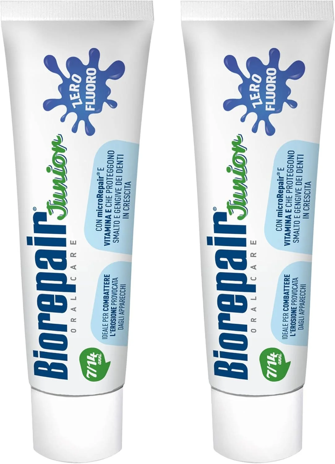 خمیر دندان کودک بایوریپیر 7-14 سال، بدون فلوراید، با عصاره نعناع - 75 میلی لیتر (بسته 2 عددی) [محصول وارداتی ایتالیا]