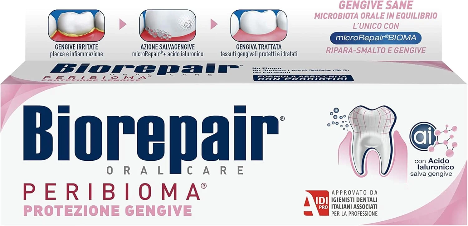 کیت مراقبت از دهان و لثه Biorepair، مسواک با رنگ تصادفی، خمیر دندان، نخ دندان منبسط شونده، دهانشویه