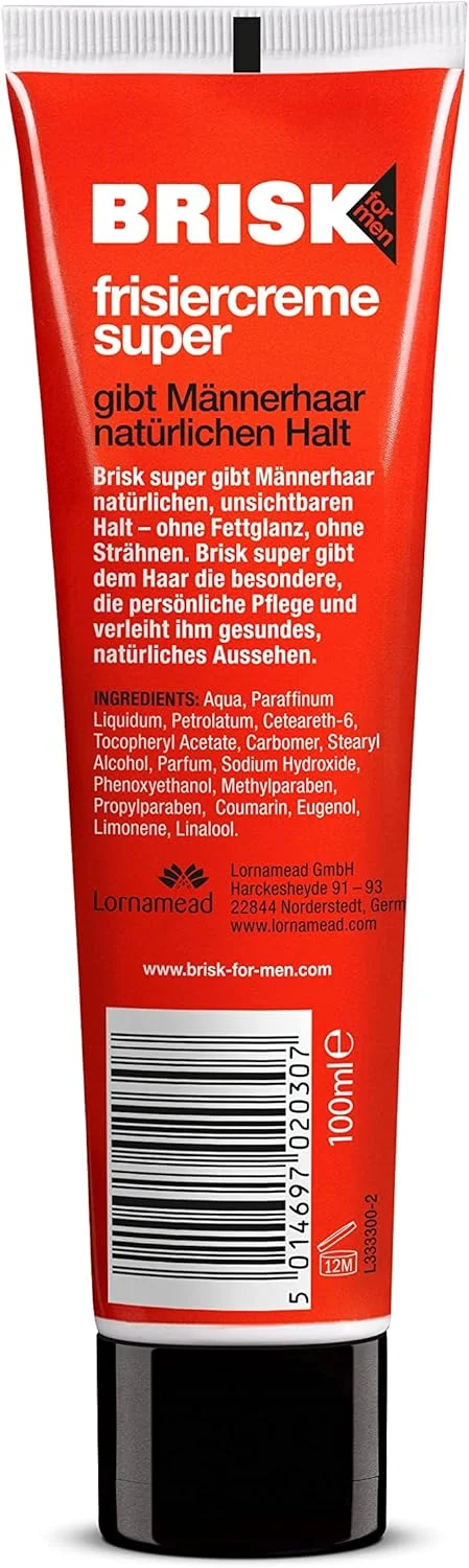 کرم مو حالت دهنده فوق العاده BRISK - کرم حالت دهنده مو با رایحه مردانه و گیاهی برای موهای تغذیه شده - موها را به راحتی و بدون چسبندگی حالت می دهد - تیوپ 100 میلی لیتری
