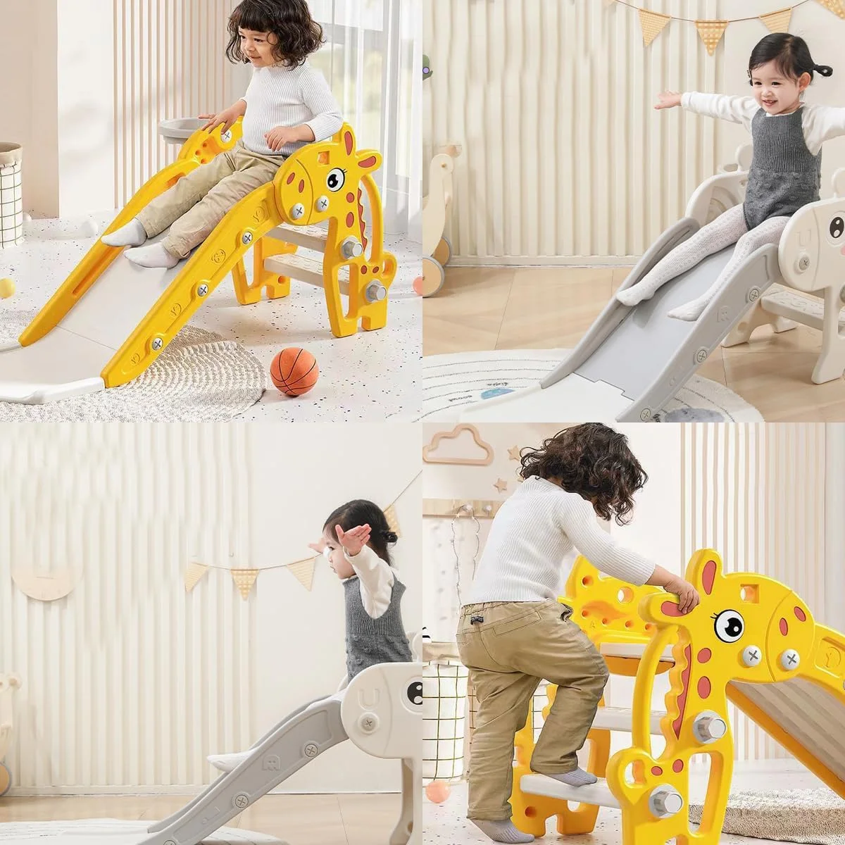 سرسره و صخره نوردی کودک AM ANNA به همراه حلقه و توپ بسکتبال، مجموعه بازی سرپوشیده و فضای باز برای کودکان، سرهم بندی آسان با شیب سرسره طولانی، هدیه خاکستری سرسره و صخره نوردی کودک AM ANNA به همراه حلقه و توپ بسکتبال، مجموعه بازی سرپوشیده و فضای باز برای کودکان، سرهم بندی آسان با شیب سرسره طولانی، هدیه خاکستری