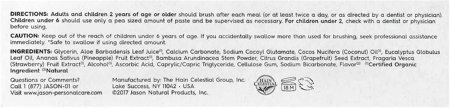 کرم خمیر دندان سفید کننده نارگیل جیسون نچرال پروداکتس - 4.2 اونس
