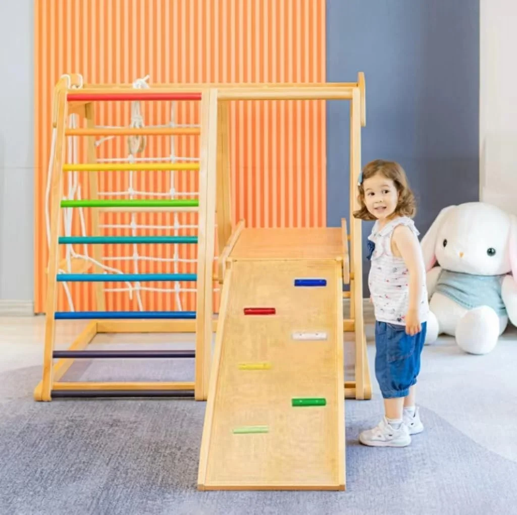 مجموعه بازی چوبی کودک کول بیبی 6 در 1. شامل سرسره و تاب چوبی برای کودکان. زمین بازی سرپوشیده و باشگاه ورزشی کودک. سرسره دو طرفه (صخره نوردی/سرسره) مجموعه بازی چوبی کودک کول بیبی 6 در 1. شامل سرسره و تاب چوبی برای کودکان. زمین بازی سرپوشیده و باشگاه ورزشی کودک. سرسره دو طرفه (صخره نوردی/سرسره)